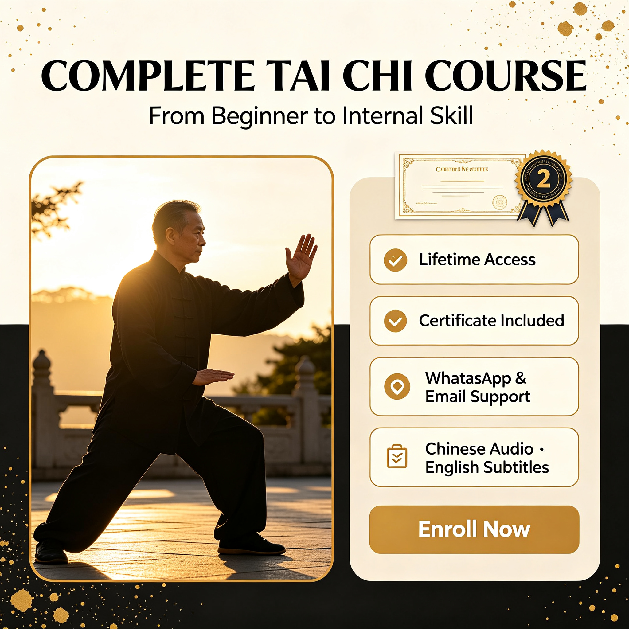 Tai Chi Foundational Training: Tendon-Bone Stretching, Stepping & Internal Silk Reeling Mastery