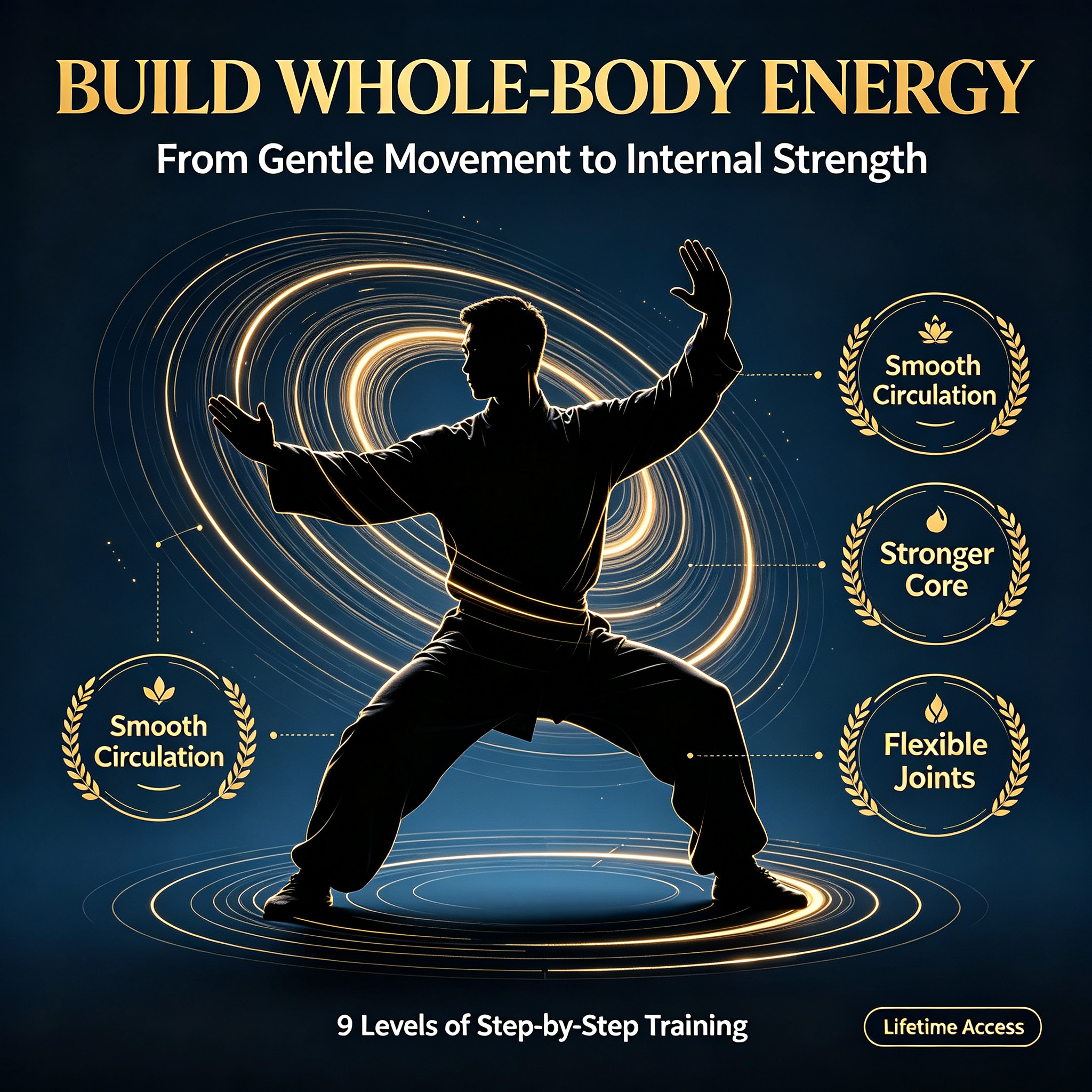 9-Rotation Internal Jin Tai Chi Foundation Program | Relieve Pain & Boost Vital Energy