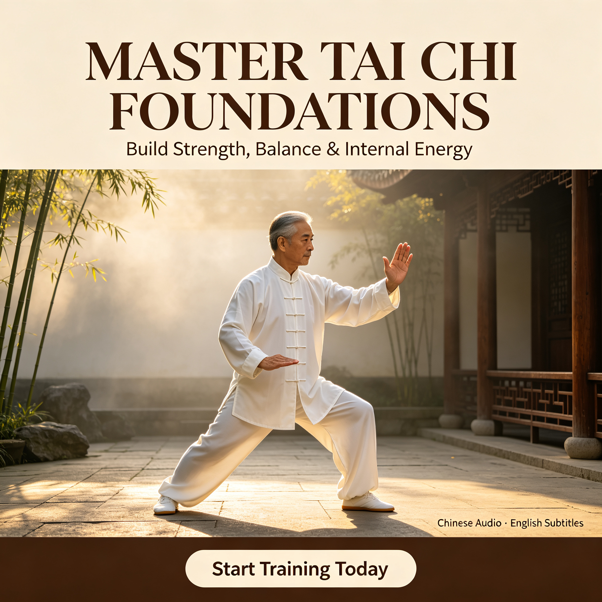 Tai Chi Foundational Training: Tendon-Bone Stretching, Stepping & Internal Silk Reeling Mastery